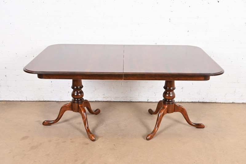 Ethan Allen Georgian Solid Cherry Wood Double Pedestal Extension Dining Table gallery