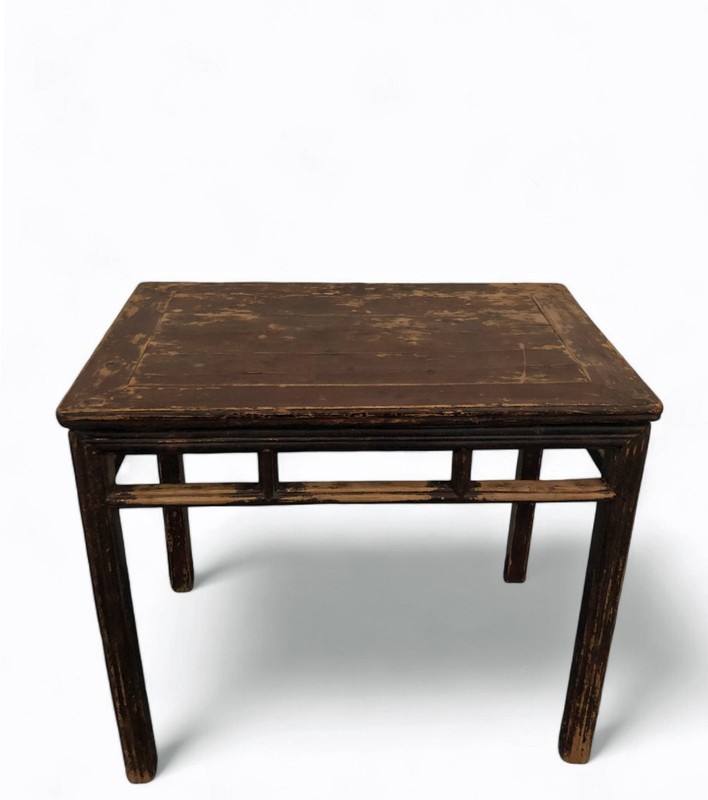 Antique Console or Wine Table with Stretchers, 35;8" Inch Long gallery