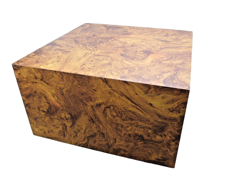 Mid Century POST Modern Burl MILO style Laminate END Table black Plinth Base WoW