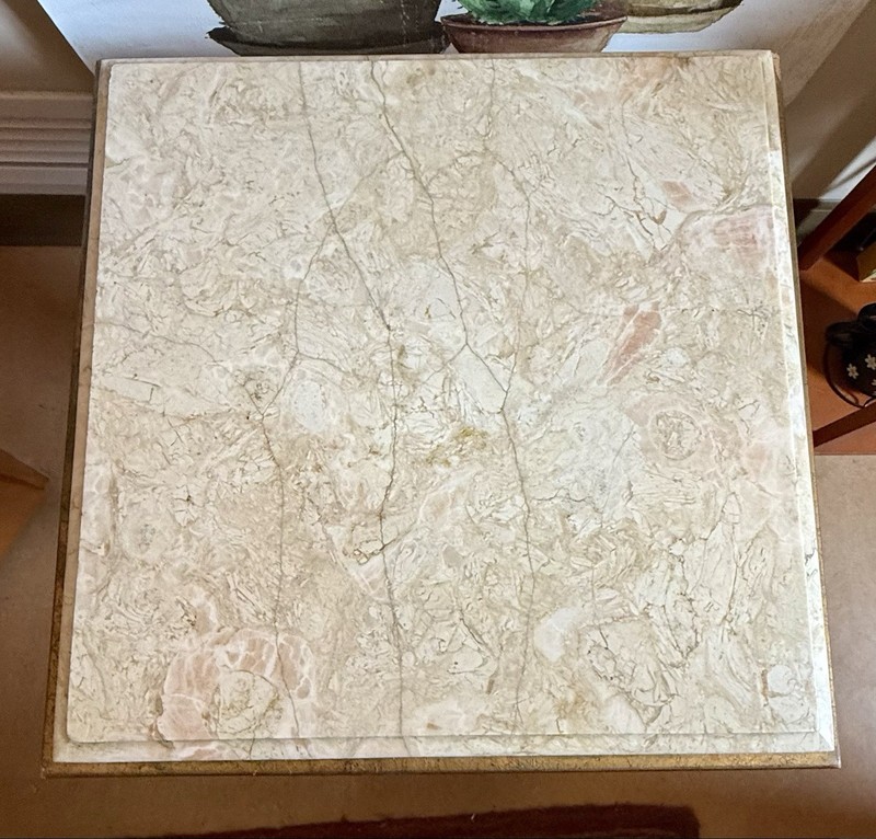 Vintage Mid-Century Hollywood Regency Marble Top Pedestal End Table: 1950-1960 gallery