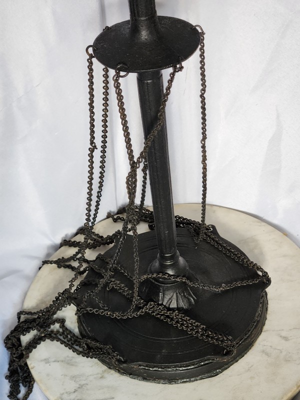 Beautiful Antique Marble & Cast-Iron Side Table/Plant Stand w/ Chains AMNacht? gallery
