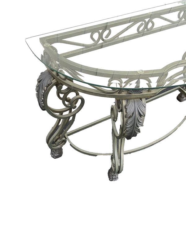65470 Quality Glass Top Modern Console Table with Heavy Metal Base gallery