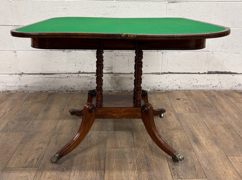 Antique English Regency Pedestal Flip and Swivel Top Game Table Card Table gallery