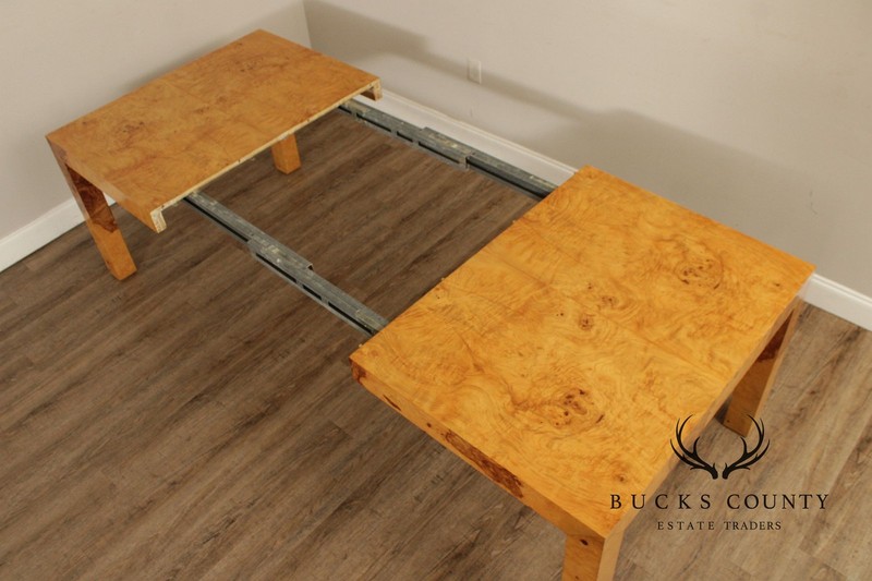 Mid-Century Modern Burlwood Parsons Extension Dining Table With 2 Leaves gallery