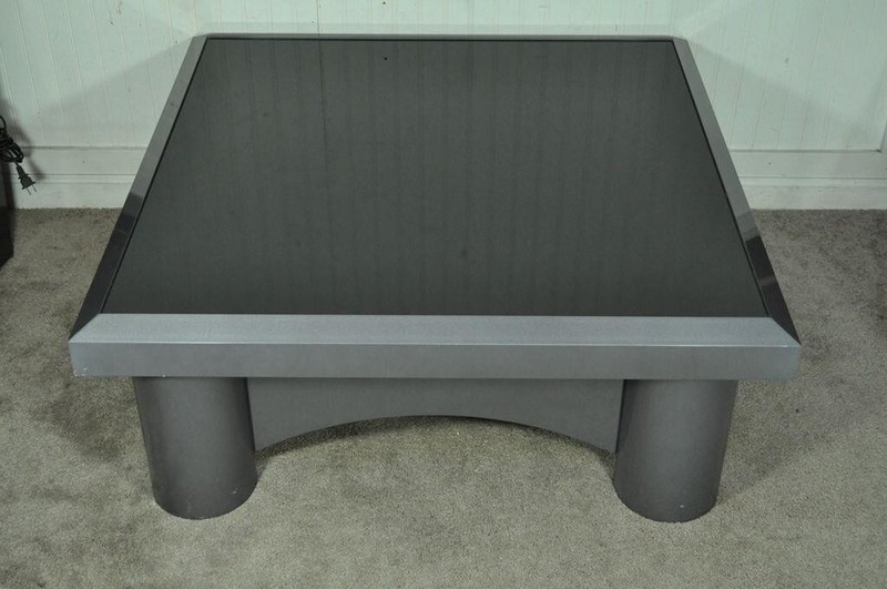 Custom Industrial Modern Large Aluminum Gun Metal 40" Square Coffee Table gallery