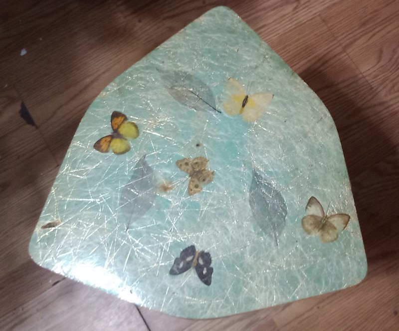 Set Of 3 Biltmore Mcm Butterfly Guitar Pick Shaped Stackable Tables