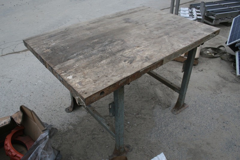 Vintage Wood Butcher Block Work Table 54"x37"x33.5", 2" Thick gallery