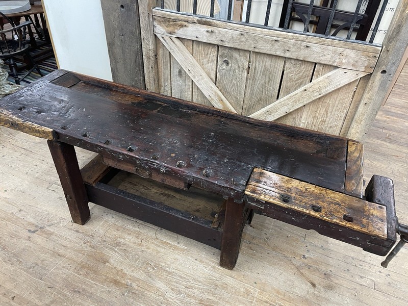Antique Wood Carvers Workbench Kitchen Island Bar Counter Table gallery