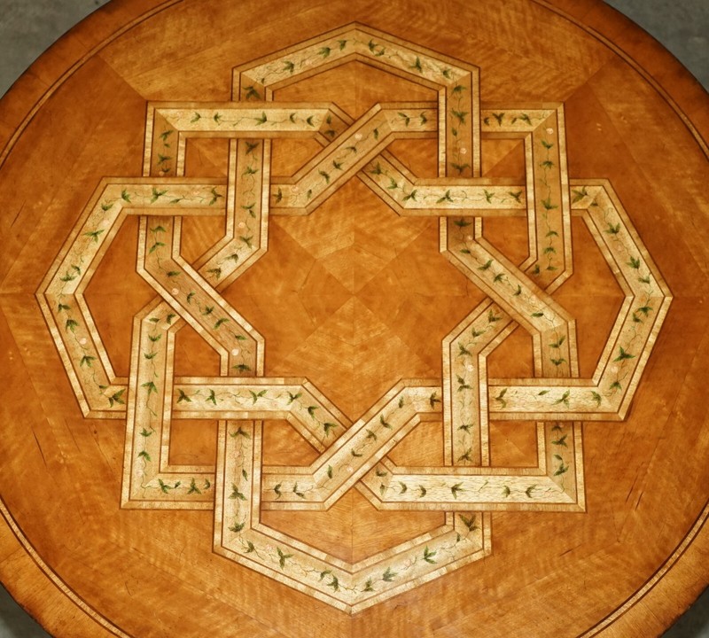 VINTAGE CELTIC DESIGN BURR OAK & WALNUT DINING OCCASIONAL GAMES TABLE & CHAIRS gallery