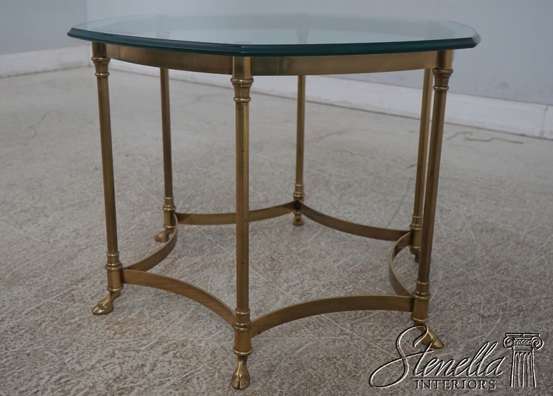 68604: LABARGE Glass Top Brass Base Lamp Table w. Hoof Feet gallery