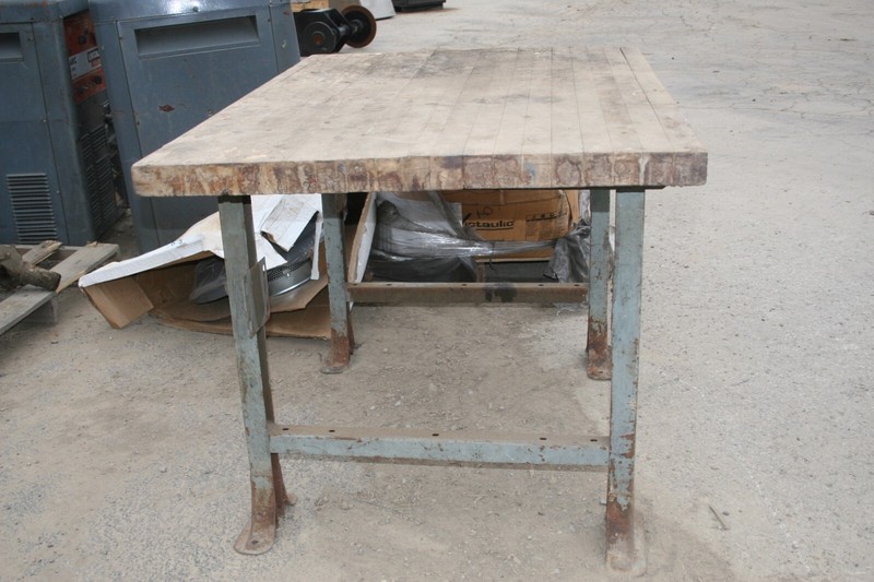Vintage Wood Butcher Block Work Table 54"x37"x33.5", 2" Thick gallery