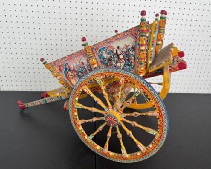 EXTREMELY RARE MINI SICILIAN CARRETTO 1800s ORIGINAL WEDDING CART RICKSHAW gallery