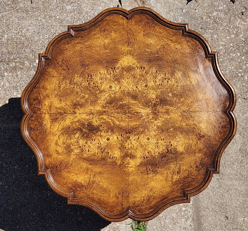 Vintage Chippendale-Style Walnut Burl Accent Table gallery