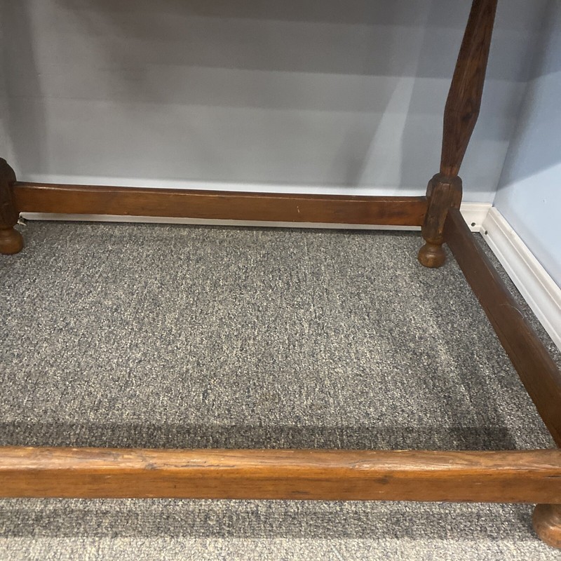 Antique One Drawer Rectangular Tavern Table With Turned Legs & Box Stretcher gallery