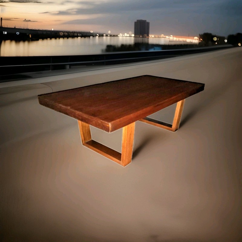 Mid-Century Modern Long Rectangular Walnut Coffee Table Vintage gallery