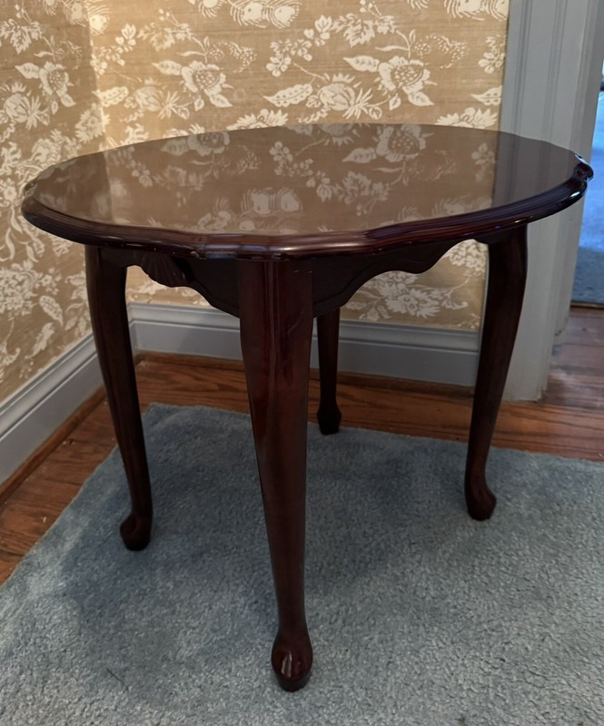 Vintage Queen Anne Style Oval Pedestal Side End Table 24” X 22” X 20 1/4” gallery
