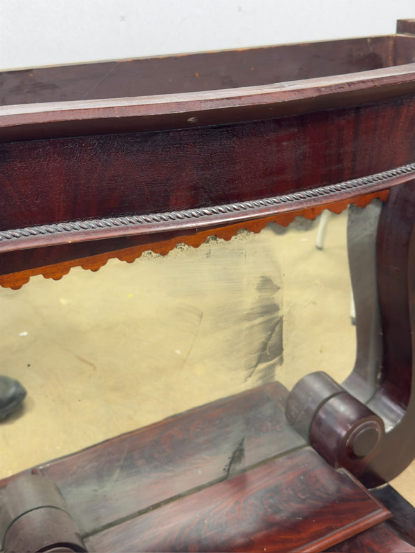antique empire marble top pier table mirror mahogany classical 1830 scrolls gallery
