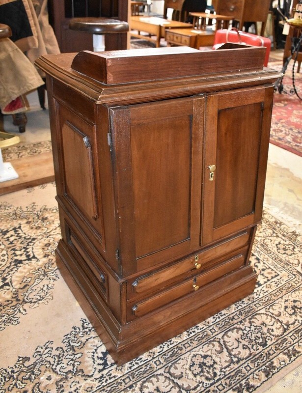 Primitive Spool Cabinet Antique Walnut Side Table, gallery