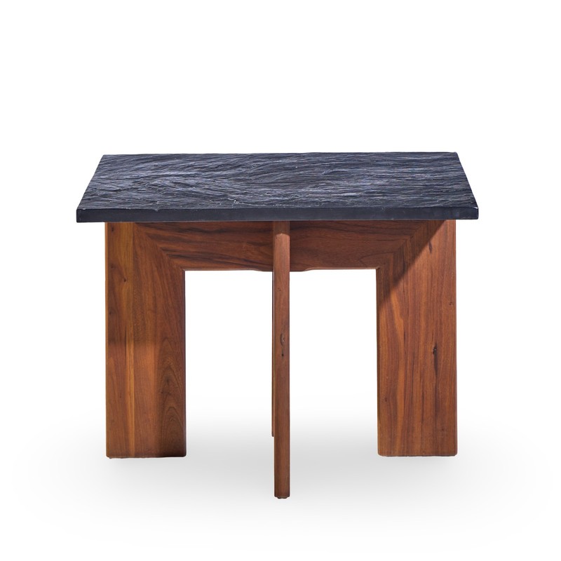 Adrian Pearsall for Craft Associates Walnut and Slate Top Side Tables - Pair gallery