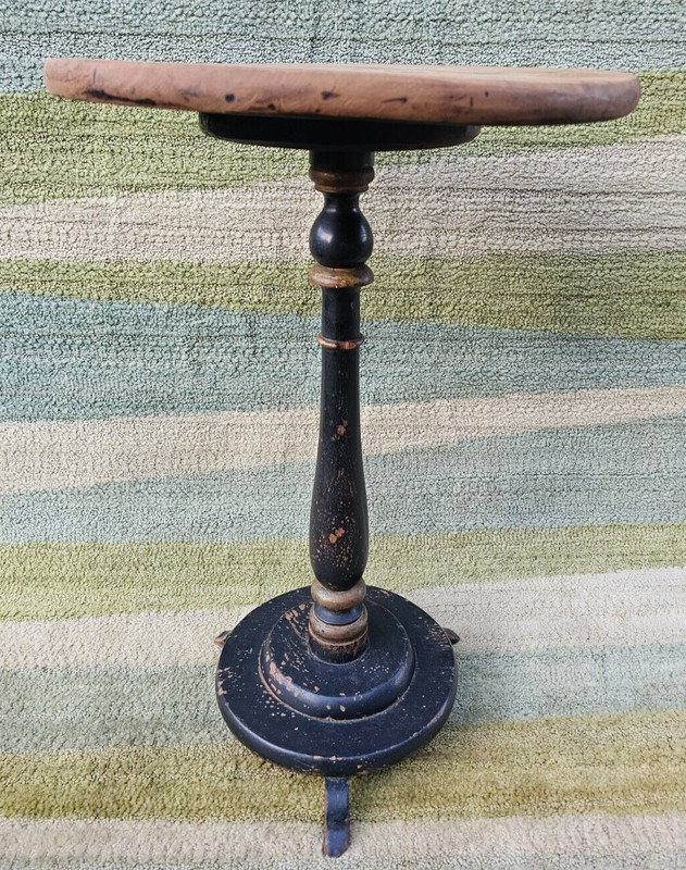 Antique Victorian Wine Pedestal Table, English Side Occasional Lamp Plant Stand gallery