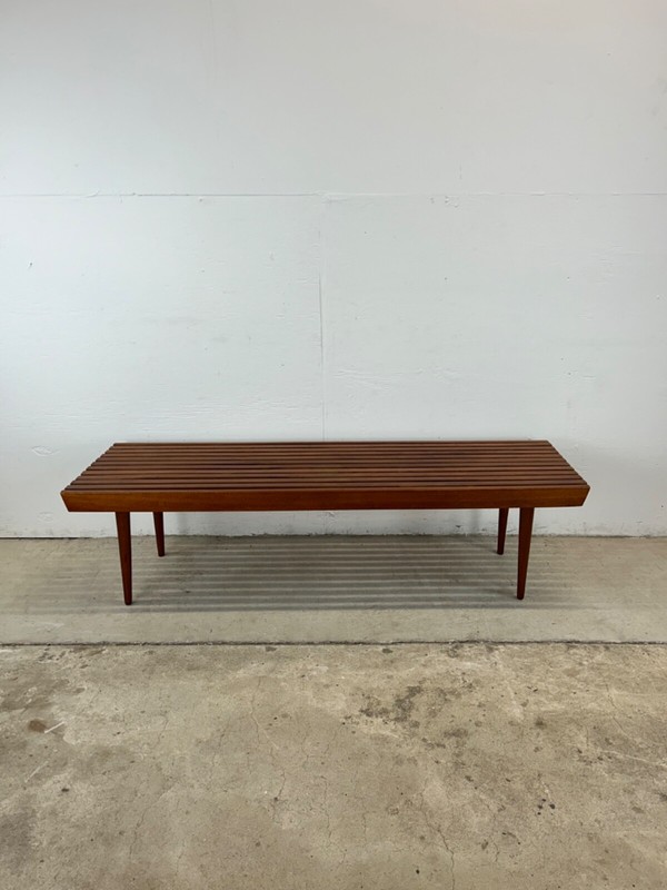 Mid Century Modern Walnut Slat Bench Coffee Table gallery