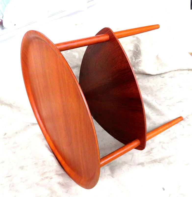 VINTAGE 1950 FRITZ HANSEN DANISH MODERN TEAK WOOD TRAY SIDE TABLE DENMARK MCM gallery