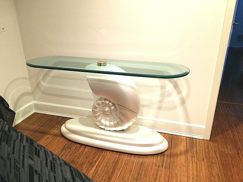 Chambered Nautilus SEA SHELL CONSOLE TABLE in Pearl White gallery