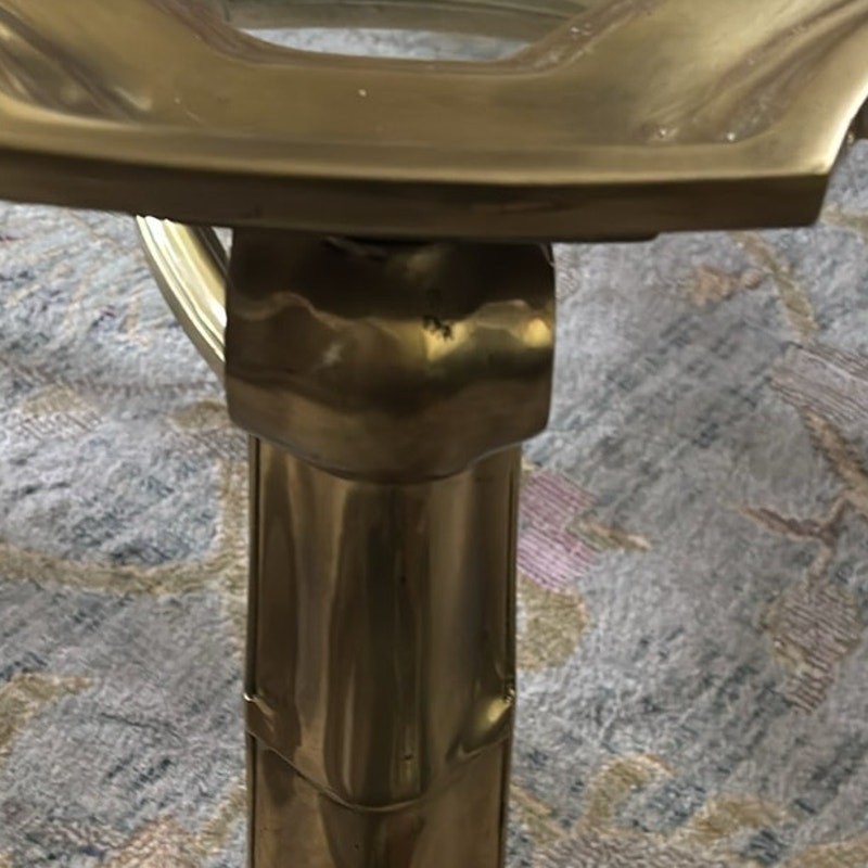 Vintage Hollywood Regency Brass Glass Coffee Table LaBarge Style 42x32 gallery