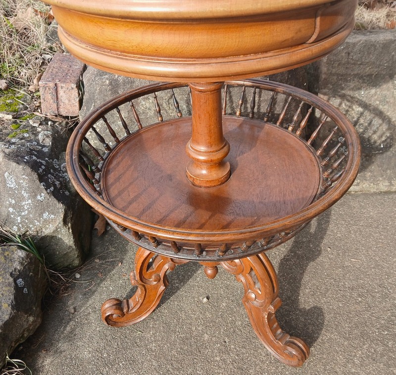 Antique Walnut Sewing Basket Table or Sewing Stand 1860s Rare gallery