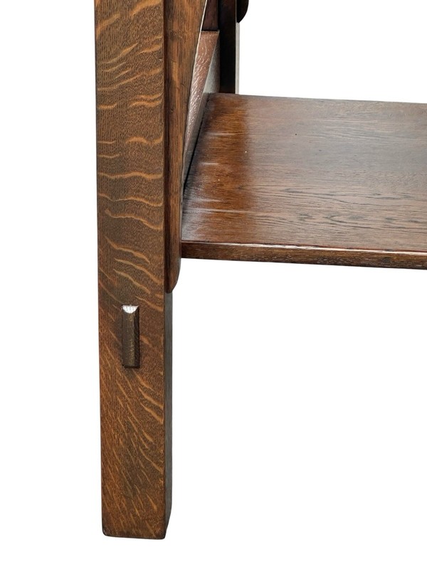 Antique Arts & Crafts Mission Oak Two Drawer Library Table by Gustav Stickley gallery