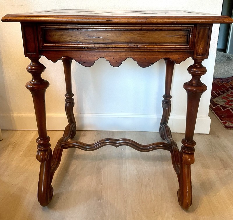 Theodore Alexander Walnut + Leather Top Side Accent Table William + Mary Style gallery