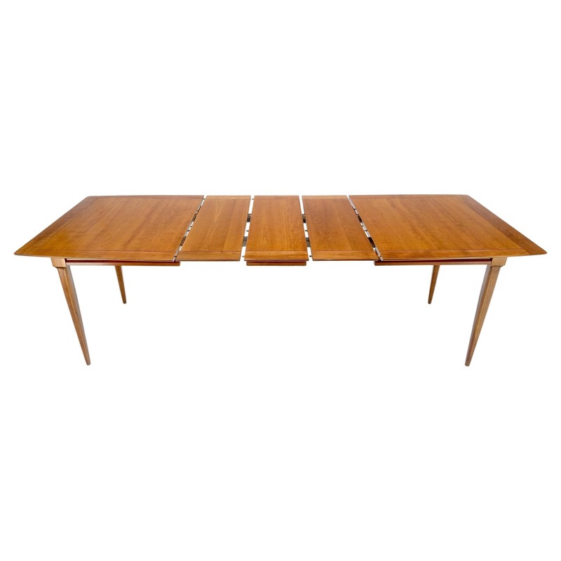 Solid Cherry Boat Shape 3×12″ Extension Leaves Dining Banquet Table MINT!