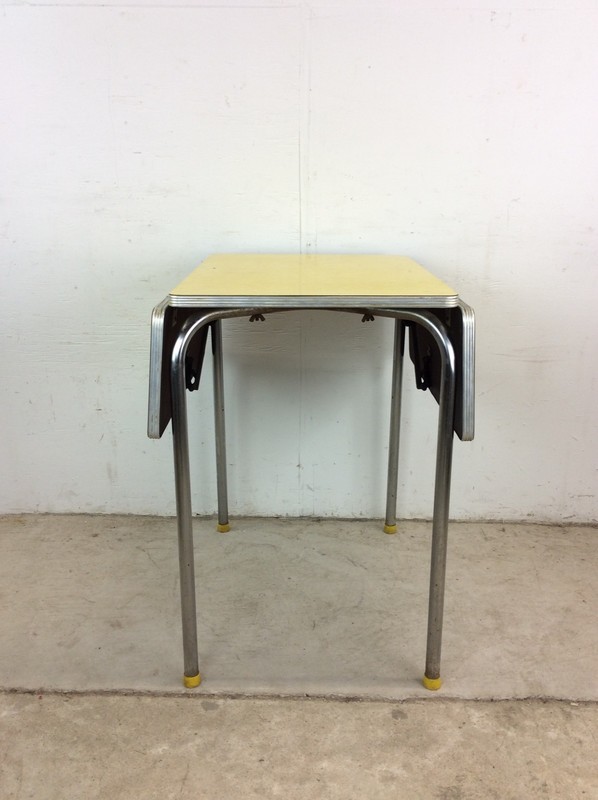 Mid Century Modern Small Yellow Formica Top Table with 2 Leafs gallery