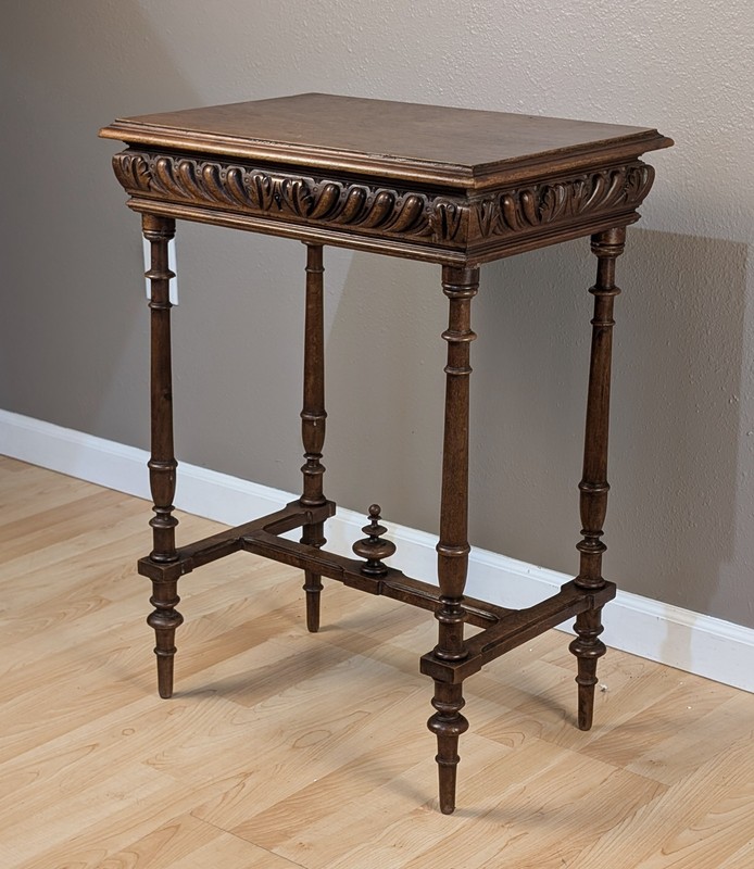 Antique French Oak Wood End/Lamp Table/Nightstand with Lift Top gallery