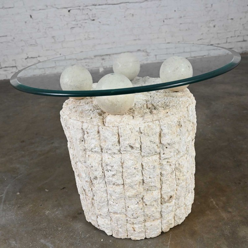 Postmodern Rnd Tessellated Mactan Stone Side Table 4 Sphere Style Maitland Smit gallery