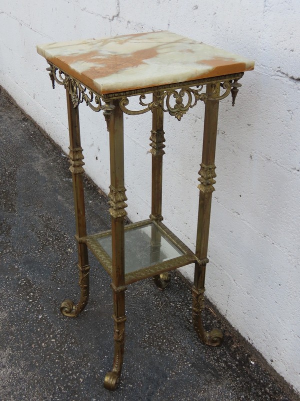 Victorian Onyx Top Two Tiers Flower Statue Stand Pedestal Table 6343 gallery