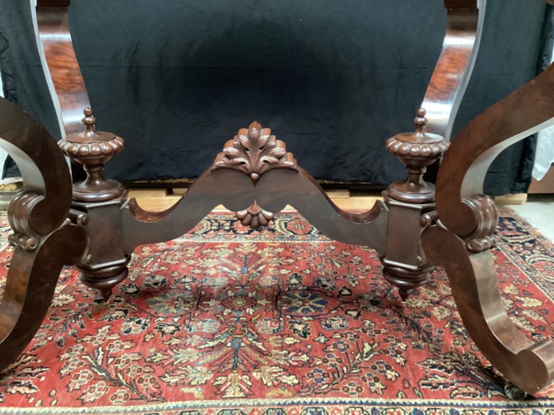 Antique Victorian large marble top table mahogany circa 1850 attributed to Meeks gallery