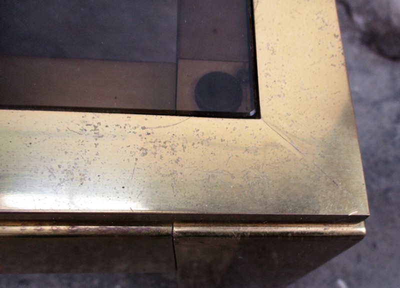 Vintage Italian Design Coffee Side Table Brass Smoked Glass Glam era Romeo Rega gallery
