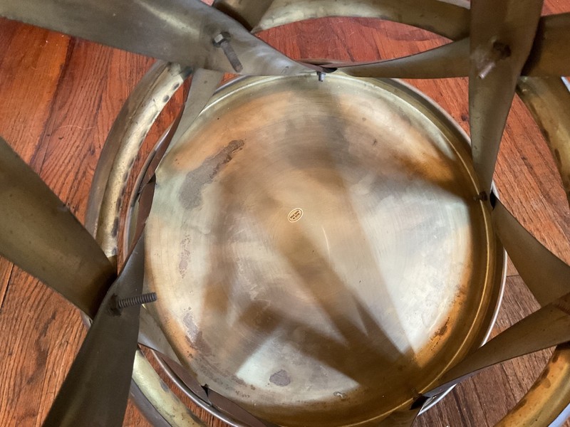 Vintage Brass Lattice Drum end Table plantstand Stool MCM Hollywood Regency gallery