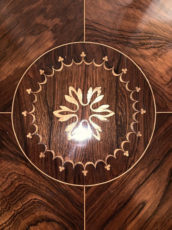 Two Tier Rosewood Table With Inlaid Marquetry/ England Circa 1910 gallery