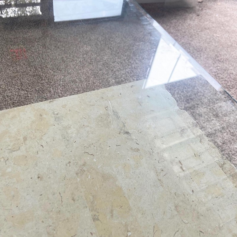 Postmodern Tessellated Mactan Stone Console Table w/ Polished Pink Stone Accent gallery