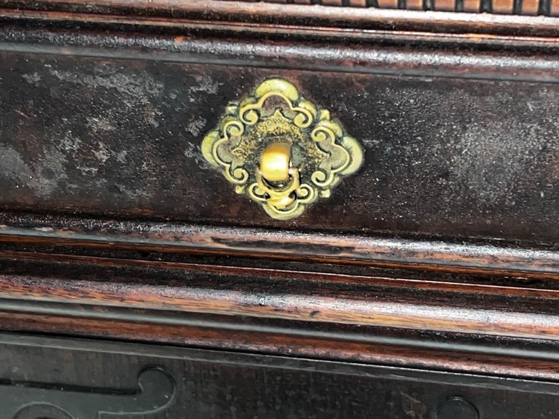 Antique Early 1900s Excel Mfg. Oak Jacobean Renaissance Revival 80” Sideboard gallery