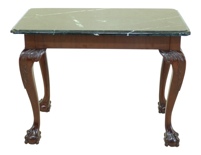 49331EC: Marble Top Ball & Claw Mahogany Mixing Occasional Table