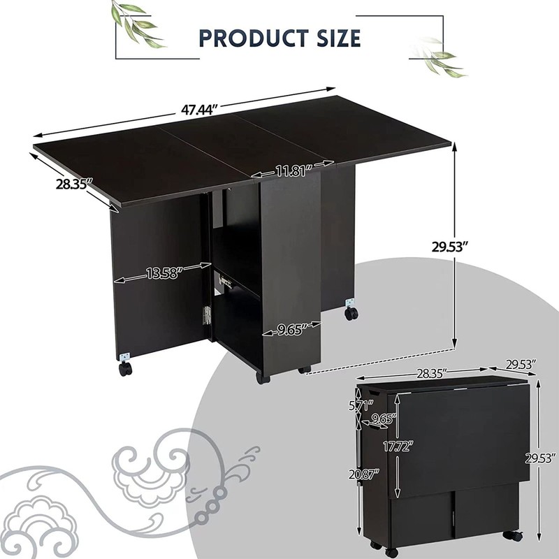 JOMEED Folding Dining Kitchen Table with Drawer and 2-Layer Shelf (For Parts) gallery