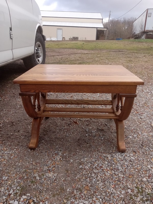 Mid Century Solid Oak Wagon Wheel End Table / Side Table (ET252) gallery