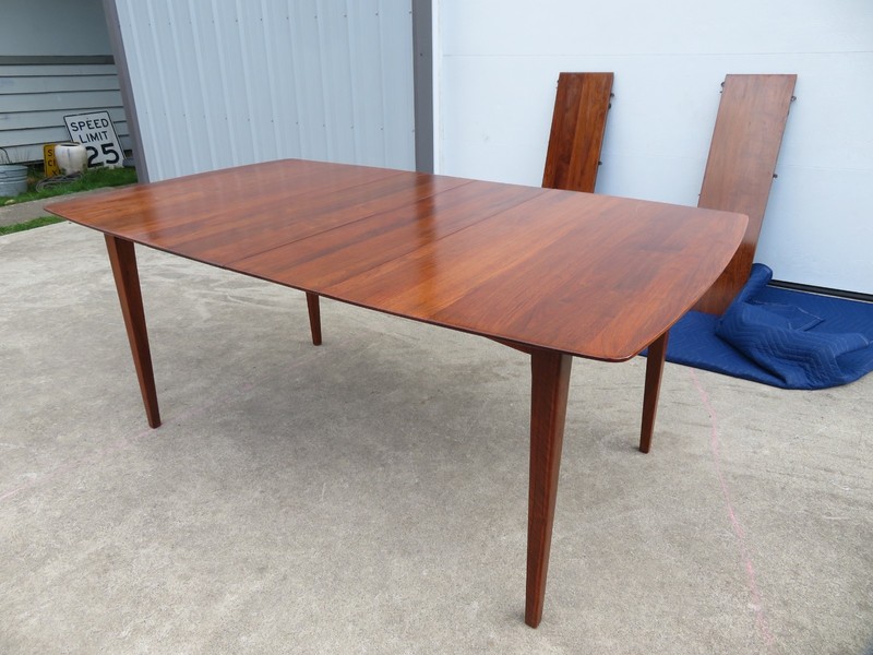 VINTAGE Mid Century WALNUT DINING TABLE W/ LEAVES by ACE HI FURNITURE Extending gallery