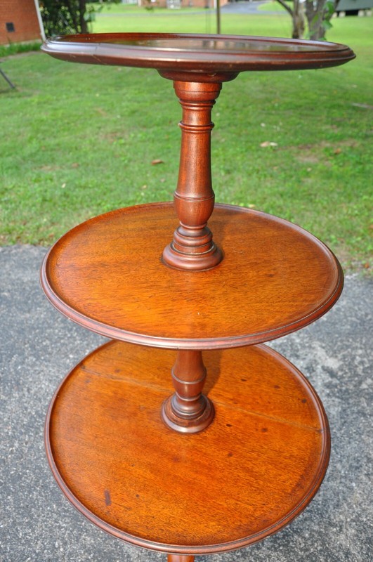 Antique Georgian Mahogany Three Tier Dumbwaiter Butlers Table gallery