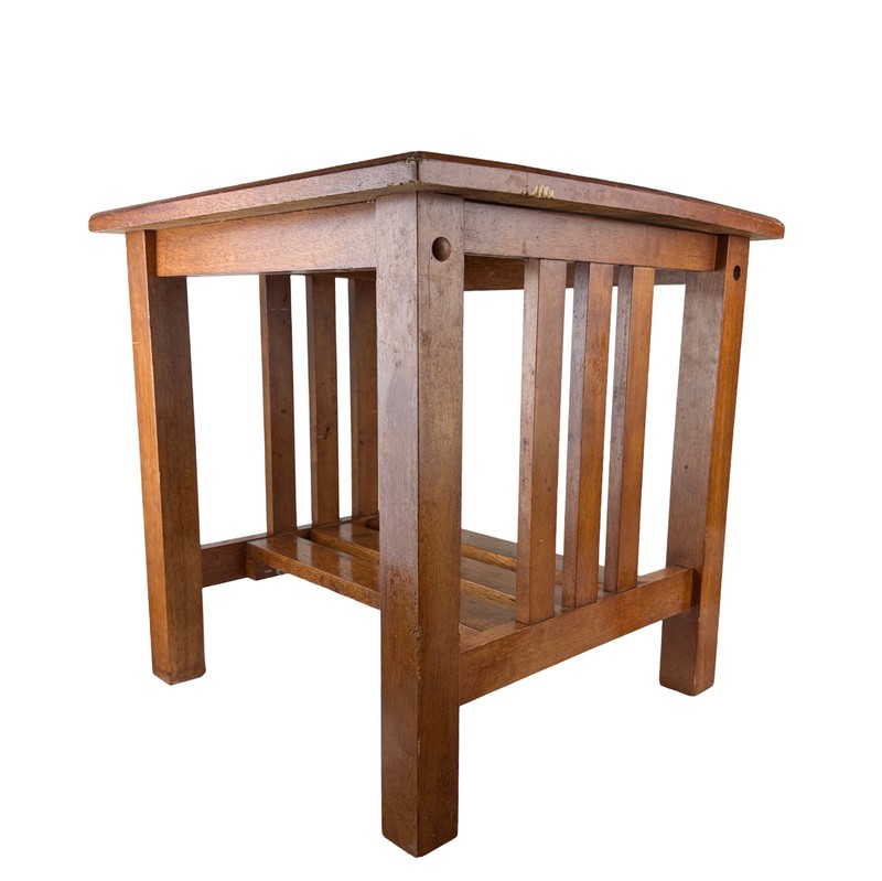 Vintage Arts and Crafts Mission Style Solid Wood Square End Side Table 20 x 20