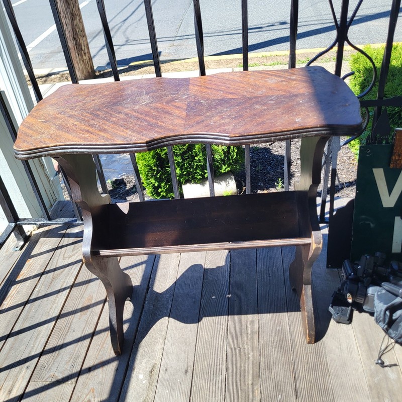 Antique Brown Magazine Rack End Table (Some Nicks & Scratches) 24" × 12" × 24" gallery