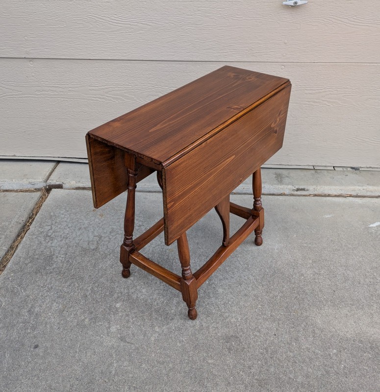 Vintage Rustic Farmhouse Country Pine Wood Drop Leaf Butterfly Gate Leg Table A gallery